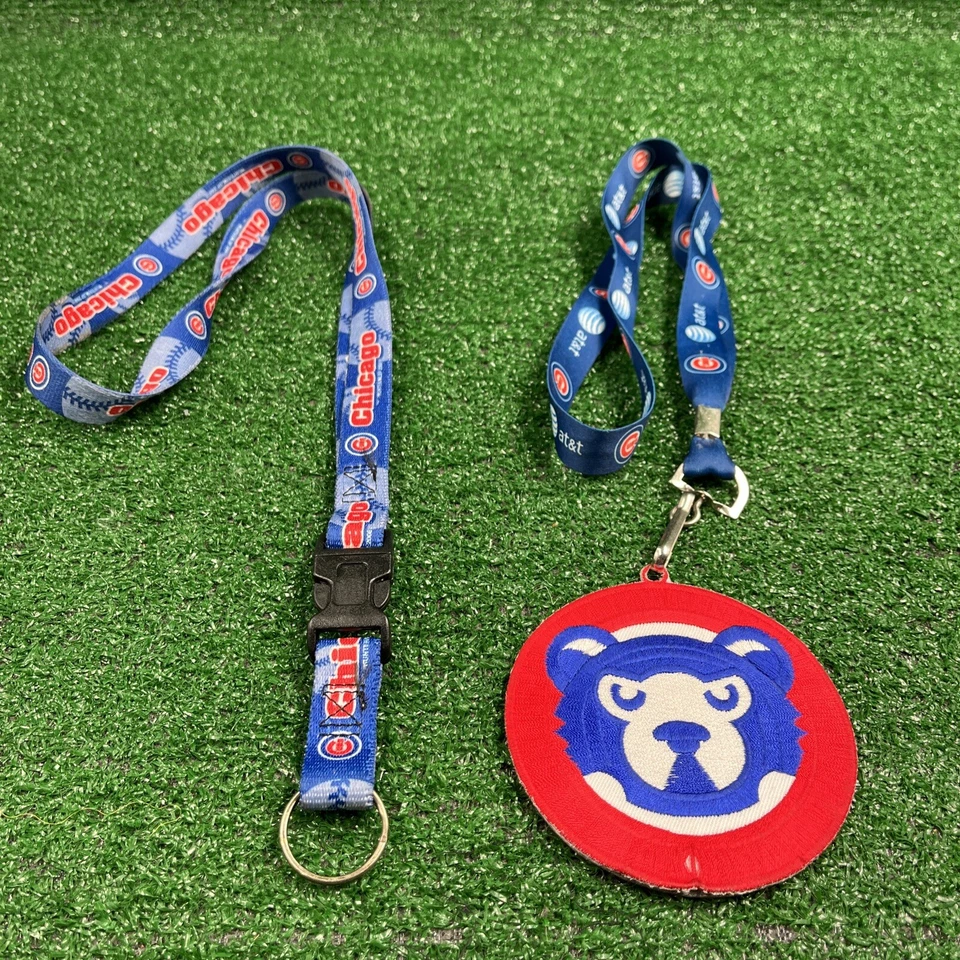 Lot of 2 Chicago Cubs Lanyards: Embroidered Collectors Patch & Logo - Image 1 of 4