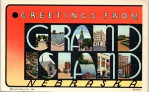 Greetings from GRAND ISLAND, Nebraska NE linen c1944 - Postcard - Picture 1 of 2