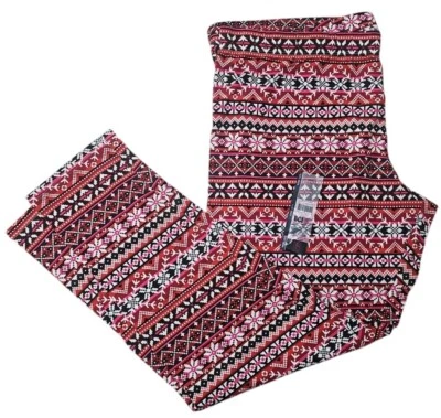 NOBO NO BOUNDARIES JUNIORS RED & BLACK SNOWFLAKES ANKLE LEGGINGS XXXL (21) NWT - Image 1 of 4