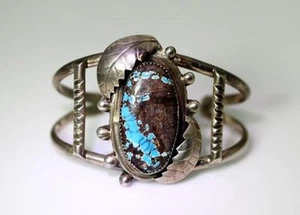 Brazalete turquesa vintage de plata esterlina nativa americana - 8722 - Imagen 1 de 4
