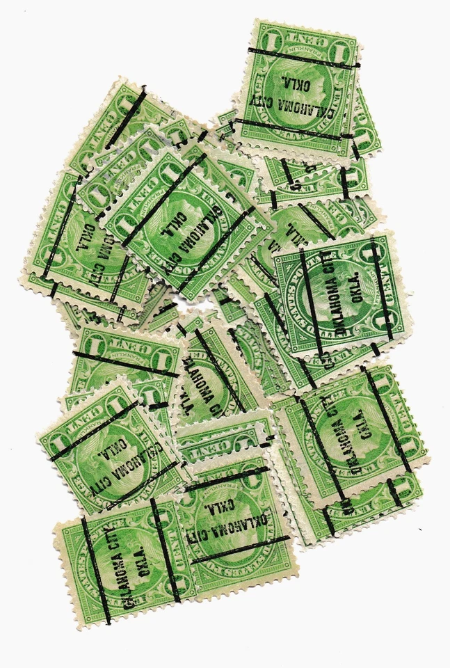 Precancels for Crafting - 50 green, Oklahoma City - PRC101 - Image 1 of 1