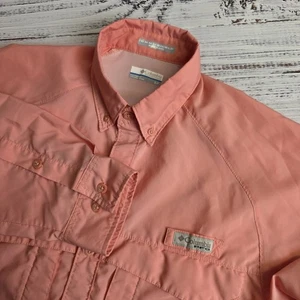 Columbia Blood and Guts PFG Omni Shield Orange Button Down Fishing Shirt Mens Sm - Picture 1 of 11