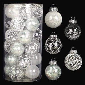 Klare Weihnachtskugel Ornamente, 30Ct 2,36 Zoll weiß Weihnachtsschmuck Kugeln f - Bild 1 von 12