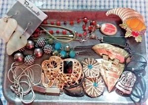 vintage to modern costume jewelry lot wearable Necklaces, pin, earrings - Picture 1 of 5