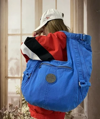 Bolsa estilingue vintage diesel algodão logotipo desbotado Y2K ombro desgastado - Imagem 1 de 4