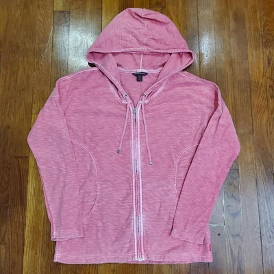 Tommy Bahama Hoodie Womens Small Pink Full Zip Lightweight Slub Sweatshirt - Image 1 of 4