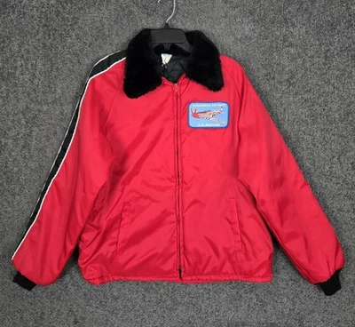 Chaqueta de carreras vintage para hombre XL a rayas piel sintética años 70 Air Force Mustang avión años 70 Foto 1 de 4