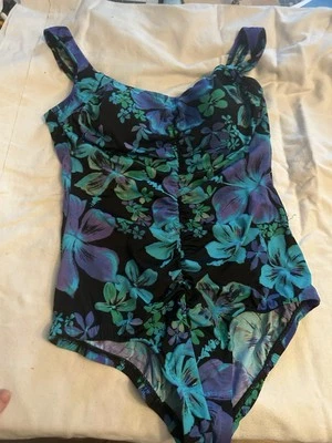 Traje de baño Azul púrpura azul acanalado adelgazante incorporado sujetador para mujer talla grande 16w Foto 1 de 4