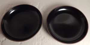 Vintage Heath California Ceramics Black Onyx Shallow Serving Bowl / Plate Pair - Picture 1 of 3