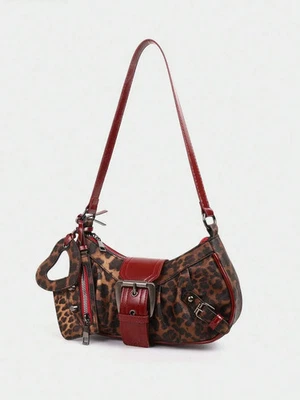 1 pieza Bolsos de hombro de cuero PU para mujer Y2K góticos vintage bloques decoración bolsos Foto 1 de 4