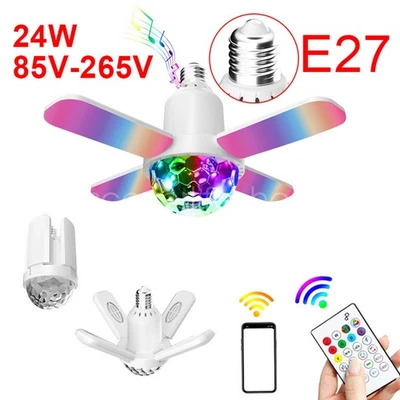 24W Smart LED Light Bulb E27 RGB Colour Bluetooth Speaker Music Lamp with Remote - Image 1 of 4