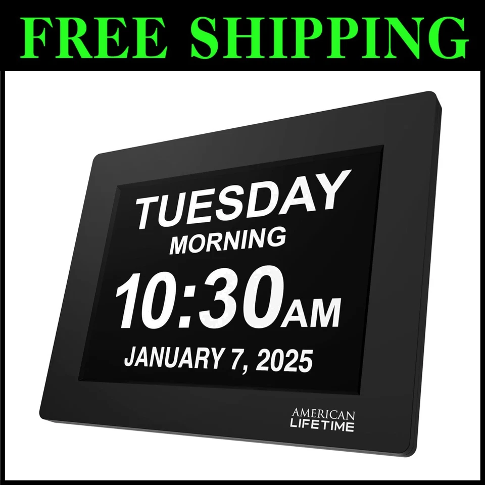 Large Digital Dementia Clock for Seniors, Custom Alarms - Image 1 of 4