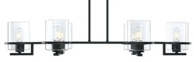 Forte Lighting 2404-06 Halo 6 Light 41"W Linear Chandelier - Black - Image 1 of 2