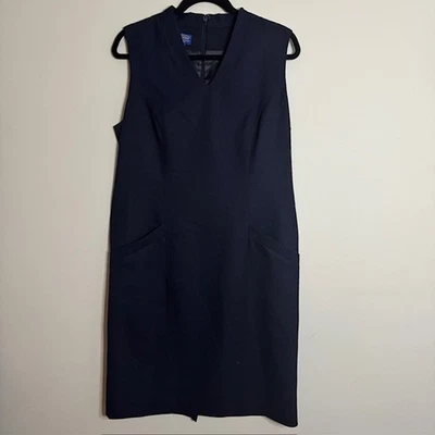 Pendleton Women's Wool Navy Sleeveless Lined Dress w/ Pockets Size 12 - Image 1 of 4