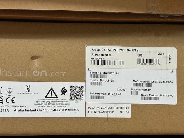 Aruba Instant On 1830 24G 2SFP Switch JL812AABA - Image 1 of 1