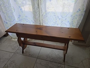 Vintage Amish Hand Crafted Bench Carved Hearts 42"L Solid Sturdy - Picture 1 of 3