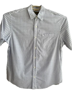 Timberland Men’s Shirt Large Blue White Plaid Short Sleeve Button Down - Image 1 of 4