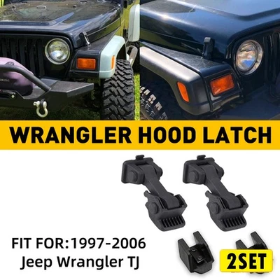2set Strong Hood Lock Pins Latch Hood Latches Kit Catch Fit Jeep Wrangler TJ 199 - Image 1 of 4