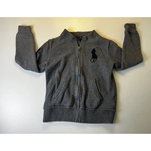 Polo Ralph Lauren Big Pony Boys Gray Full Zip Knit Sweater Jacket Size M (10-12) - Picture 1 of 10