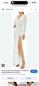 MAC DUGGAL NWT V-NECK LONG SLEEVE HIGH SLIT WEDDING PROM GOWN Size 4 Style 26554 - Picture 1 of 13