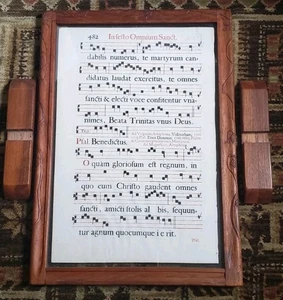 Antique Music Manuscript Page In Carved Wood Frame 17th Century - Picture 1 of 15
