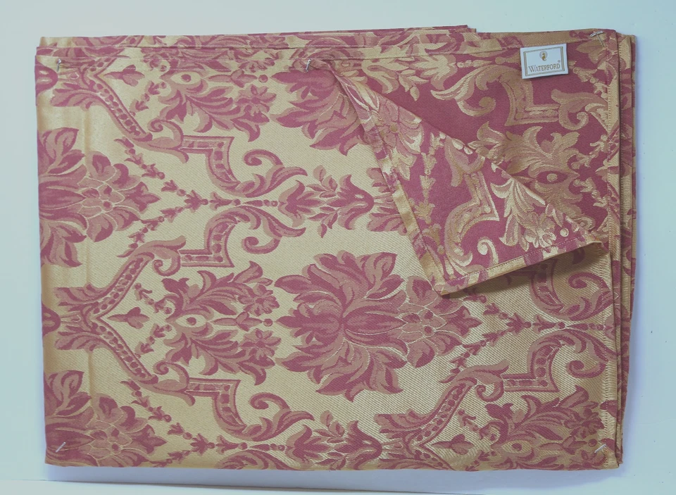 WATERFORD 2004 W-C Designs 68"x84'' Mauve Wine Gold Damask Banbridge Beautiful - Image 1 of 4