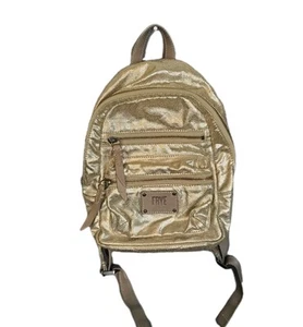 FRYE Ivy Metallic Nylon Gold Mini Size Lederbesatz Reise Handgepäck Rucksack - Bild 1 von 10