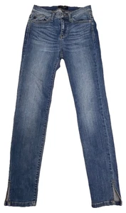 Judy Blue Los Angeles Skinny Fit Distressed Raw Hem Blue Denim Jeans Size 0/24 - Picture 1 of 9