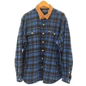 Camisa Ralph Lauren Abotonada Franela Lana Western Cuadros Hombres XXL Azul Pana - Imagen 1 de 12