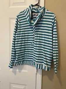 Chico's Pullover Pulli Oberteil Damen türkis & weiß gestreift, XL - Bild 1 von 5