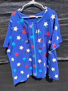 QUAKER FACTORY 3X ZIP UP PATRIOTIC/4TH OF JULY T-SHIRT RED WHITE BLUE STARS - Picture 1 of 7
