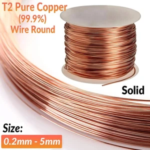 Round Solid Copper Wire Assorted Sizes Ø0.2mm-5mm Pure Copper Wire Bare Uncoated - Picture 1 of 13