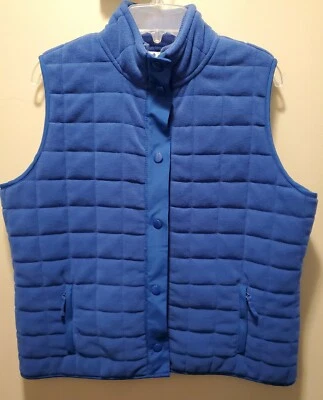 Charter Club Blue Quilted Fleece Vest Size Petite Large EXCELLENT CONDITION - Image 1 of 4