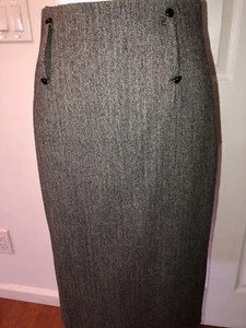 Robert Rodriguez tweed black white herringbone leather high waist pencil skirt 6 - Picture 1 of 16