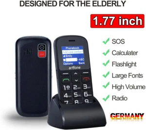 Artfone CS182 Handy Mobiltelefon Seniorentelefon MicroSD Große Tasten Schwarz - Bild 1 von 16