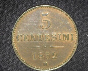 ITALY LOMBARDY VENETIA 1852-M 5 CENTESIM1 C31.1 UNCIRCULATED ~J28 - Picture 1 of 2