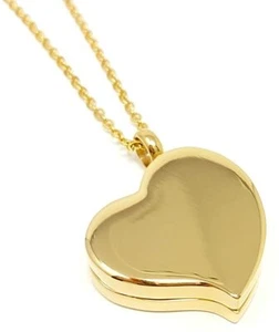 Heart Pill Necklace - Polished Heart Locket with Strong Magnetic Closure GOLD - Picture 1 of 4