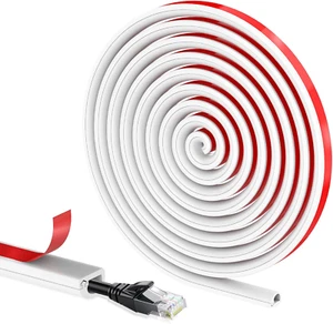 Selbstklebender Mini Kabelkanal 2m, Halbrund, Weiß, für Wand und Boden - Bild 1 von 8