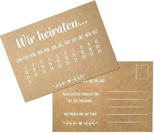 Hochzeit Einladungskarten Save the Date Wir heiraten Postkarten DIN A6 60 Karten - Bild 1 von 3