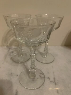 Set Of 3 Crystal Libbey Rock Sharpe # 3005 Champagne Sherbet Glasses - Image 1 of 4