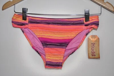 Mudd плавать бикини низ женщин размер маленький S подростков в полоску купальный костюм новый - Изображение 1 из 4