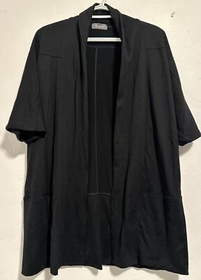 Cárdigan abierto tejido jersey de lana Ibex negro kimono talla mediana Foto 1 de 4