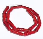 17 pièces perles commerciales vintage tube lisse transparent verre rouge