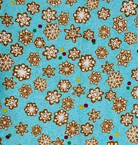 Winter Snow Snowflake Cotton Fabric 2 Yds 42'' wide Blue Brown White Christmas - Picture 1 of 5