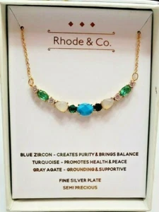Kohl's Rhode & Co. Women's Silver Plate Genuine Gemstones Necklace New - Picture 1 of 3
