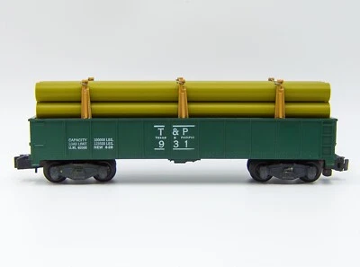[MF][USED] American Flyer No. 931 T&P Green Gondola with Green Pipe Load - Image 1 of 4