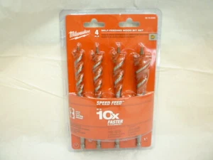 NEW MILWAUKEE 48-13-0400 4 PC WOOD BORING DRILL BIT SET W SPEED FEED - Picture 1 of 2