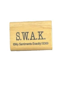 Mini SWAK Sealed with A Kiss Valentine’s Card Gift Tag Label Wood Rubber Stamp - Picture 1 of 2
