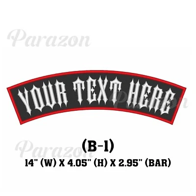 Custom Embroidered Top Rocker Sew on Patch Motorcycle Biker Badge 14" (B -1) - Image 1 of 4