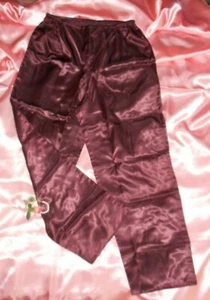 L Burgundy Flannel Back Glossy Satin Lounge Pants Large NWOT - Picture 1 of 4